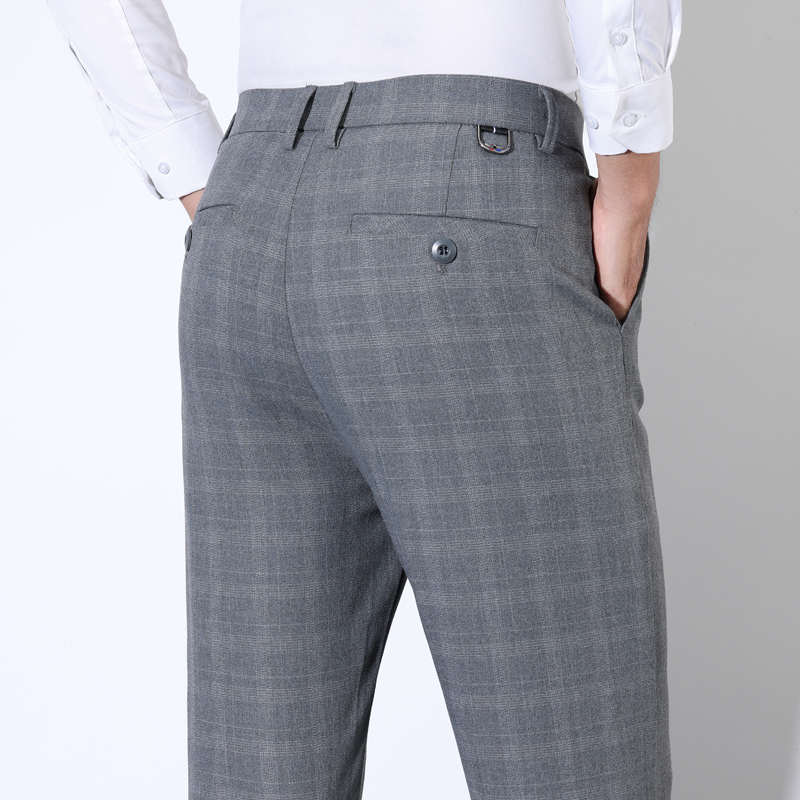 Men'S Groom - Cotton Plaid Striped Classic Suit Pants