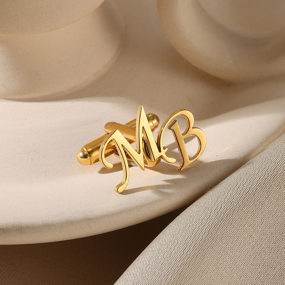 Men'S Groom - Customized Initial Letter Cufflinks For Men