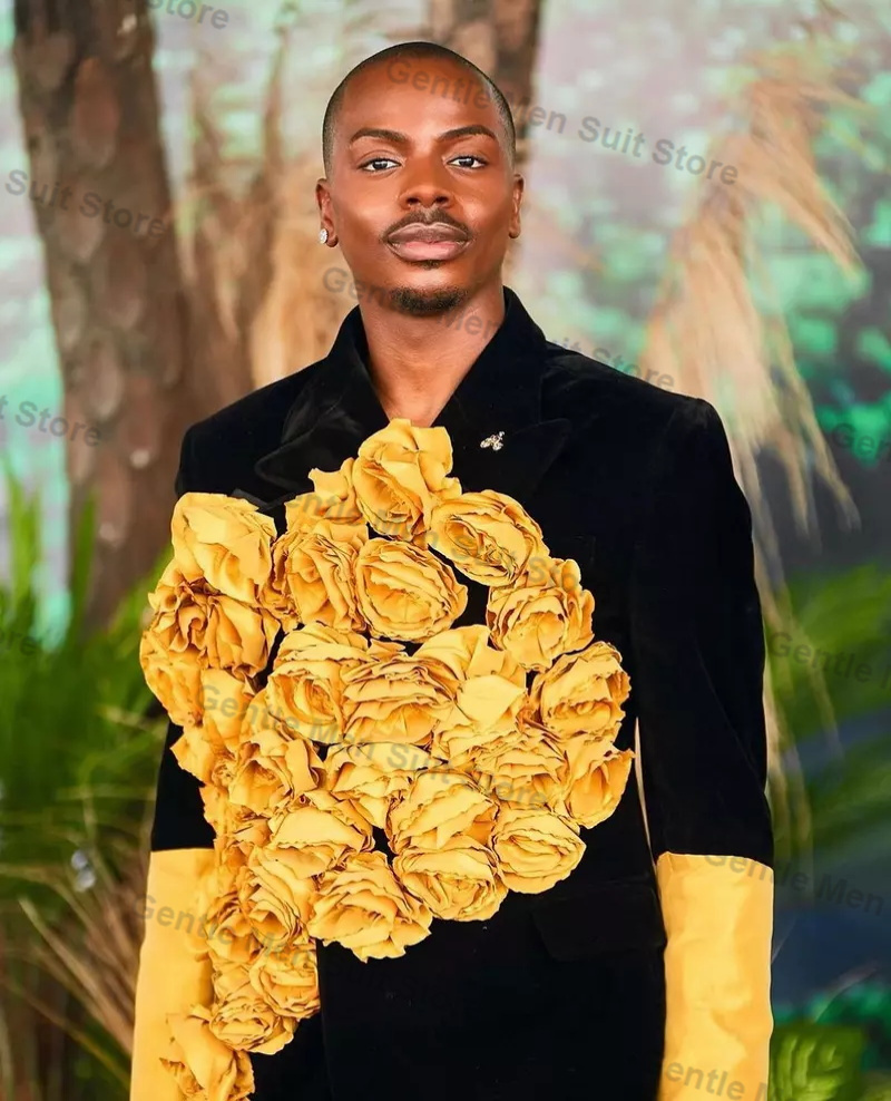 Yellow Black Men Suits Set 2 P - огляд і ціна Men'S Groom